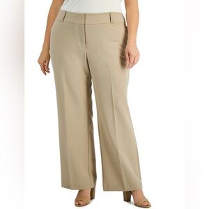 Alfani Curvy Bootcut Tailored Wide-Leg Beige Dress Pants sz 18W NWT!